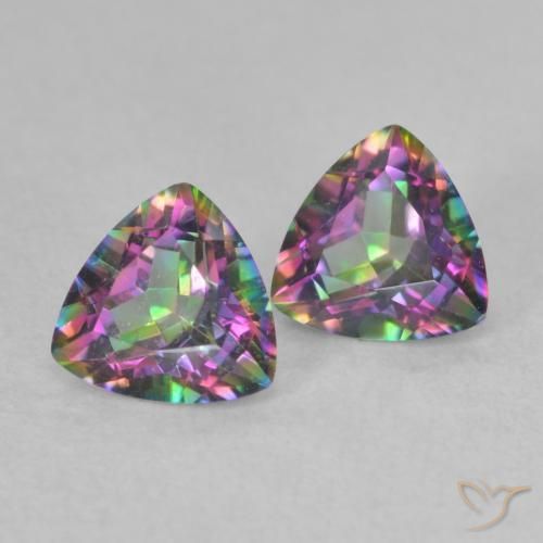 0.88캐럿 천연 멀티컬러 미스틱 쿼츠 보석, 트릴리언, 5.3×5.2 mm, VVS-VS