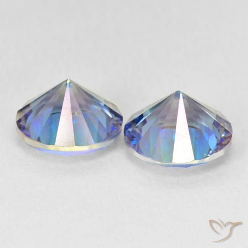 3.31캐럿 천연 멀티컬러 블루 미스틱 쿼츠 보석, 라운드 컷, 8.08 mm, VS