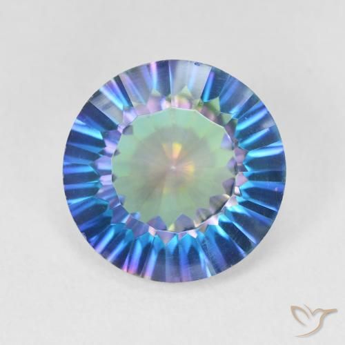 5.18캐럿 천연 멀티컬러 미스틱 쿼츠, 라운드 컷, 12.14 mm, VVS-VS