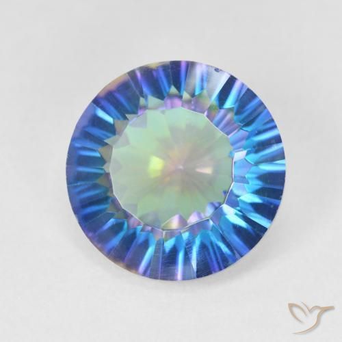 5.18캐럿 천연 멀티컬러 미스틱 쿼츠, 라운드 컷, 12.14 mm, VVS-VS