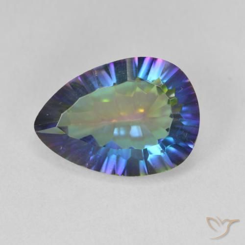 4.85ct 자연스러운 멀티컬러 블루 신비한 석영, 배 모양, VS
