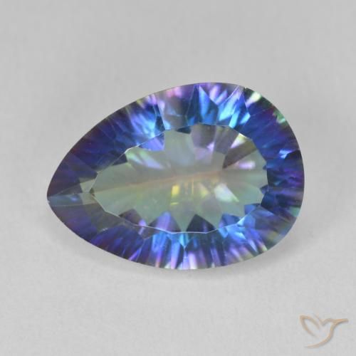 5.32ct 자연스러운 멀티컬러 블루 신비한 석영, 배 모양, VVS-VS