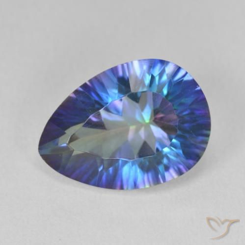 5.37ct 자연스러운 멀티컬러 블루 신비한 석영, 배 모양, VVS-VS