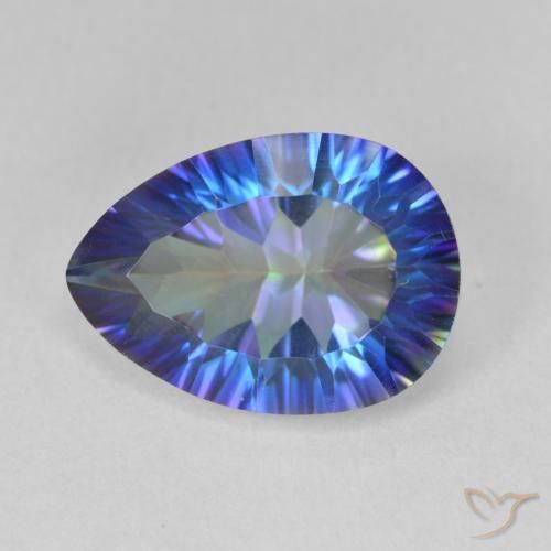 5.04ct 자연스러운 멀티컬러 블루 신비한 석영, 배 모양, VVS-VS