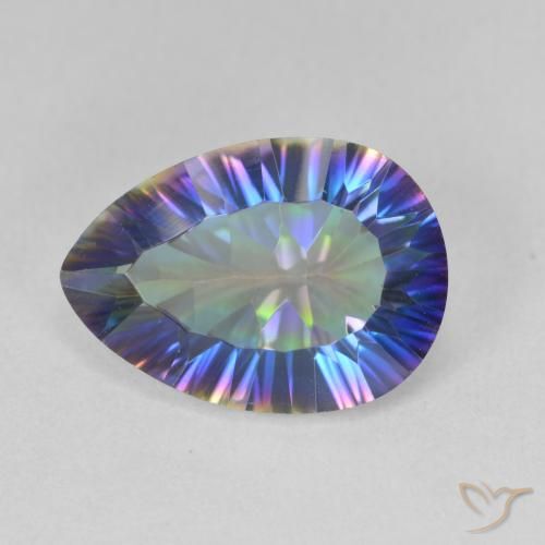4.73ct 자연스러운 멀티컬러 블루 신비한 석영, 배 모양, VVS-VS