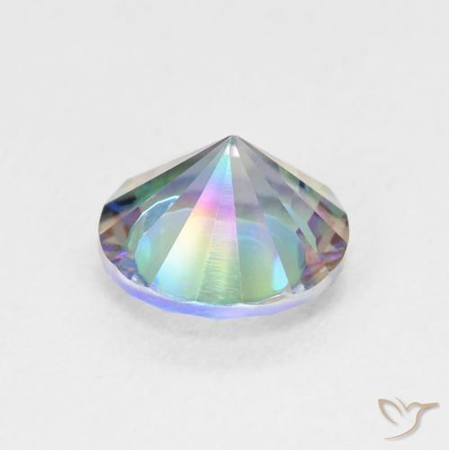 1.69캐럿 천연 멀티컬러 블루 미스틱 쿼츠, 라운드 컷, 8.04 mm, VVS-VS