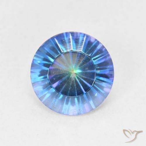 1.72ct 자연스러운 멀티컬러 블루 신비한 석영, 둥근, VVS-VS