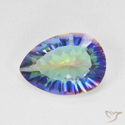 4.68ct 자연스러운 멀티컬러 블루 신비한 석영, 배 모양, VS