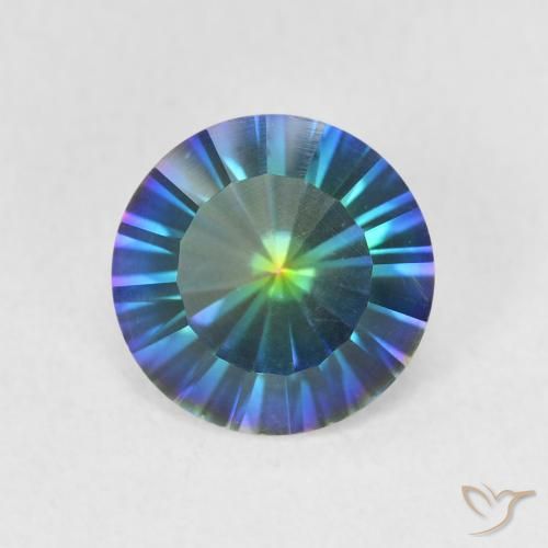 1.58ct 자연스러운 멀티컬러 블루 신비한 석영, 둥근, VVS