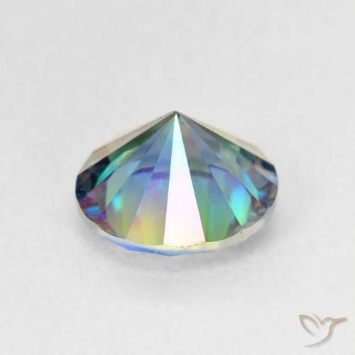1.59캐럿 천연 멀티컬러 블루 미스틱 쿼츠, 라운드 컷, 7.98 mm, VS