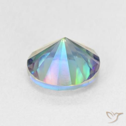 1.42캐럿 천연 멀티컬러 블루 미스틱 쿼츠, 라운드 컷, 8.14 mm, VS