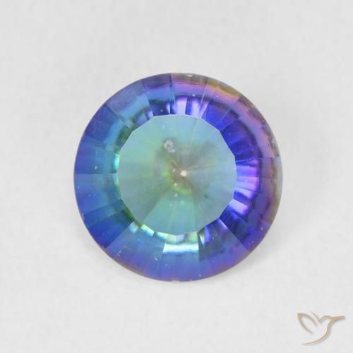 1.76ct 자연스러운 멀티컬러 블루 신비한 석영, 둥근, VS