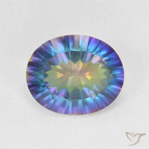 3.21ct 자연스러운 멀티컬러 블루 신비한 석영, 타원형, VS