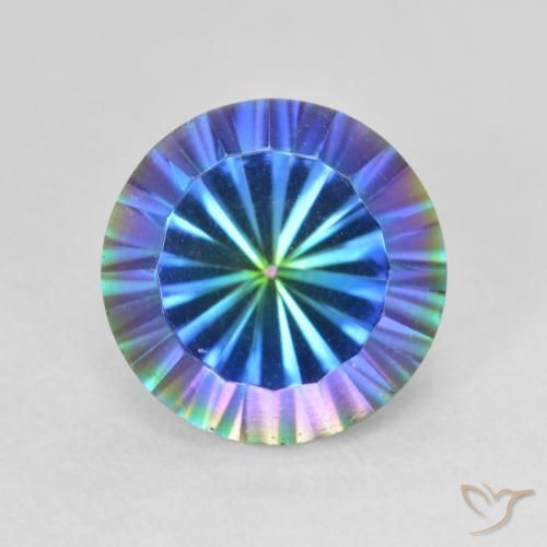 3.76캐럿 천연 멀티컬러 미스틱 쿼츠, 라운드 컷, 10.08 mm, VVS-VS