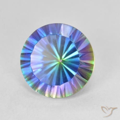 3.76캐럿 천연 멀티컬러 미스틱 쿼츠, 라운드 컷, 10.08 mm, VVS-VS