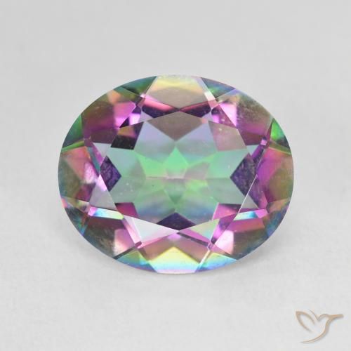 5.49ct 자연스러운 다색 신비한 석영, 타원형, VVS