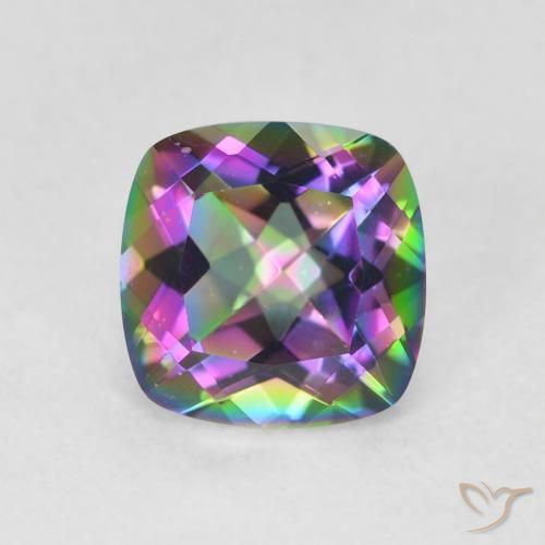 1.45캐럿 천연 다색 신비한 석영, 쿠션 컷, VVS