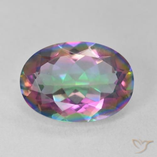 5.17캐럿 천연 멀티컬러 미스틱 쿼츠, 타원형 컷, 14.1×10 mm, VS