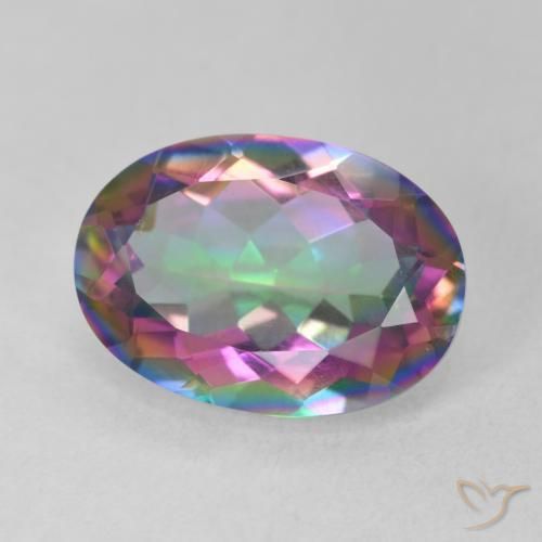 5.17캐럿 천연 멀티컬러 미스틱 쿼츠, 타원형 컷, 14.1×10 mm, VS