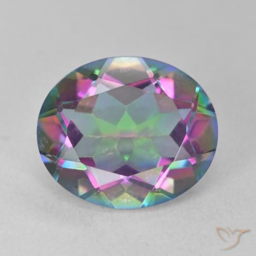 5.49ct 자연스러운 다색 신비한 석영, 타원형, VS