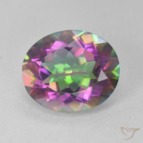 5.14ct 자연스러운 다색 신비한 석영, 타원형, VVS