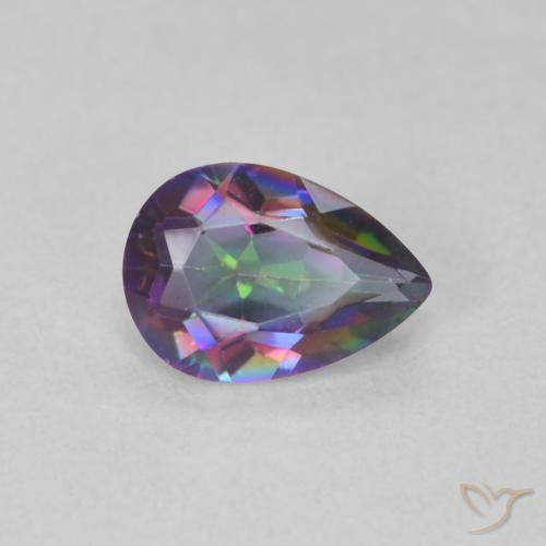 0.61캐럿 천연 다색 신비한 석영, 배 모양, VVS-VS