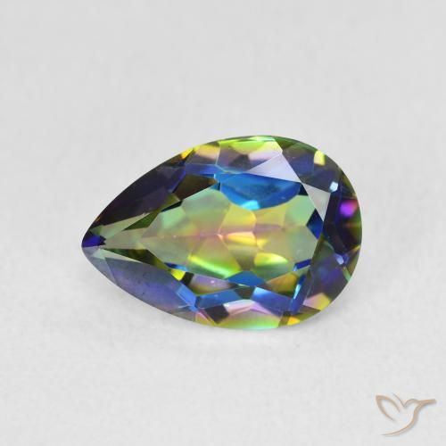 1.89ct 자연스러운 다색 신비한 석영, 배 모양, VVS