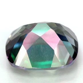 6.69캐럿 천연 탑 레인보우 미스틱 토파즈, 쿠션 컷, 11.9×10.1 mm, VVS