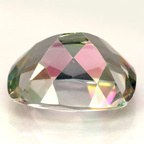 6.40캐럿 천연 탑 레인보우 미스틱 토파즈, 쿠션 컷, 12.1×10 mm, VVS-VS