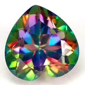 4.56캐럿 천연 탑 레인보우 미스틱 토파즈, 하트 모양, 10.1×10 mm, VVS