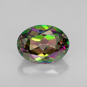 1.64캐럿 천연 탑 레인보우 미스틱 토파즈, 타원형 컷, 8.1×6 mm, VVS-VS