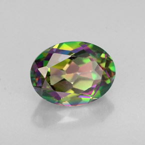 1.64캐럿 천연 탑 레인보우 미스틱 토파즈, 타원형 컷, 8.1×6 mm, VVS-VS