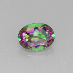 1.50캐럿 천연 탑 레인보우 미스틱 토파즈, 타원형 컷, 8.1×6.1 mm, VVS