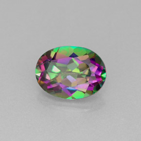 1.50캐럿 천연 탑 레인보우 미스틱 토파즈, 타원형 컷, 8.1×6.1 mm, VVS
