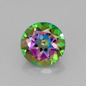 2.34캐럿 천연 탑 레인보우 미스틱 토파즈, 라운드 컷, 7.99 mm, VVS