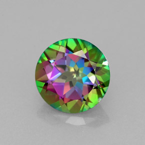 2.34캐럿 천연 탑 레인보우 미스틱 토파즈, 라운드 컷, 7.99 mm, VVS