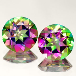 캐럿 천연 탑 레인보우 미스틱 토파즈 보석, 라운드 컷, 7.98 mm, VVS