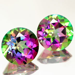 캐럿 천연 탑 레인보우 미스틱 토파즈 보석, 라운드 컷, 7.98 mm, VVS