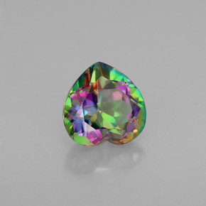 1.06캐럿 천연 탑 레인보우 미스틱 토파즈, 하트 모양, 6.2×6.1 mm, VVS-VS