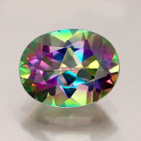 2.24캐럿 천연 탑 레인보우 미스틱 토파즈, 타원형 컷, 9.1×7.1 mm, VS