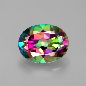 2.12캐럿 천연 탑 레인보우 미스틱 토파즈, 타원형 컷, 9×7 mm, VVS-VS