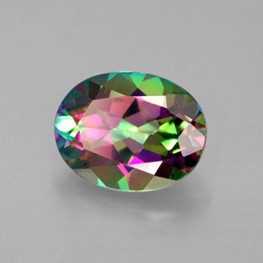 2.12캐럿 천연 탑 레인보우 미스틱 토파즈, 타원형 컷, 9×7 mm, VVS-VS