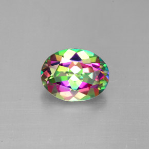 2.11캐럿 천연 탑 레인보우 미스틱 토파즈, 타원형 컷, 9×7 mm, VVS-VS