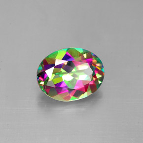 2.11캐럿 천연 탑 레인보우 미스틱 토파즈, 타원형 컷, 9×7 mm, VVS-VS