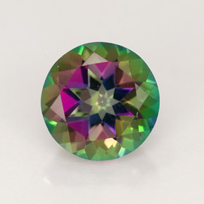 2.53캐럿 천연 멀티컬러 미스틱 토파즈, 라운드 컷, 8.14 mm, VVS-VS