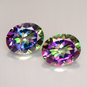 캐럿 천연 멀티컬러 미스틱 토파즈 보석, 타원형 컷, 10×8 mm, VVS