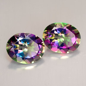 캐럿 천연 멀티컬러 미스틱 토파즈 보석, 타원형 컷, 10×8 mm, VVS
