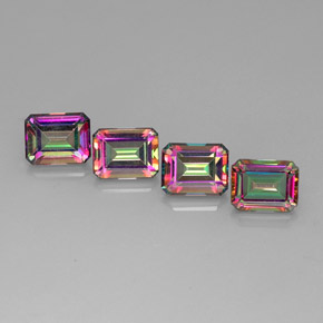 캐럿 천연 탑 레인보우 미스틱 토파즈 보석, 에메랄드 컷, 9.1×7 mm, VVS-VS