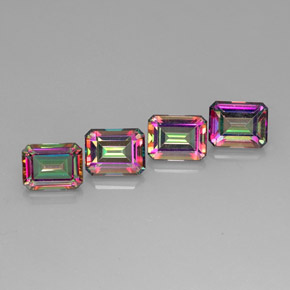 캐럿 천연 탑 레인보우 미스틱 토파즈 보석, 에메랄드 컷, 9.1×7 mm, VVS-VS