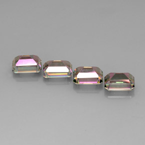 캐럿 천연 탑 레인보우 미스틱 토파즈 보석, 에메랄드 컷, 9.1×7 mm, VVS-VS